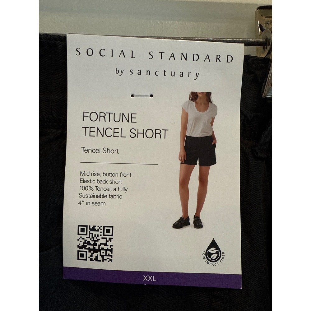 NWT Social Standard by Sanctuary Fortune Tencel Shorts XXL Black Womens - Picture 3 of 3